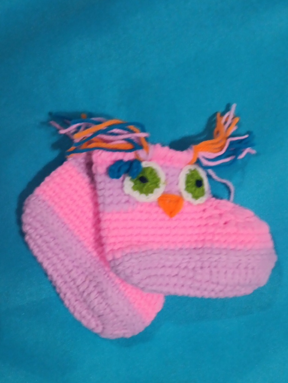 Crocheted Pink Owl Baby / Toddler Bootie Slippers New!